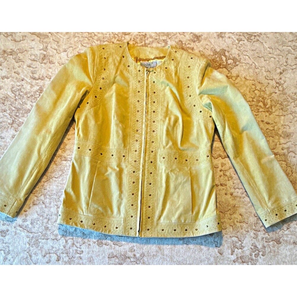 Bradley Bayou Women's YellowStudded Full-Zip Jacket Long Sleeve Size S